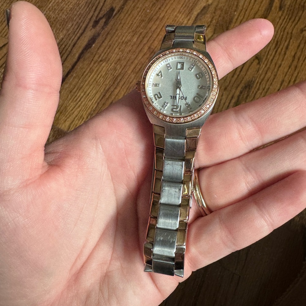 Fossil watch silver and rose gold